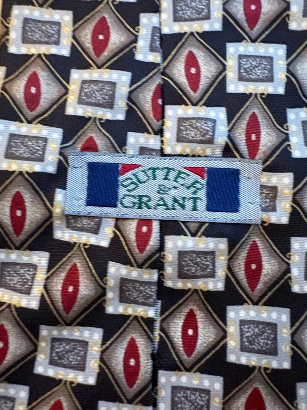 Vintage Sutter & Grant 100% Silk Geometric Necktie